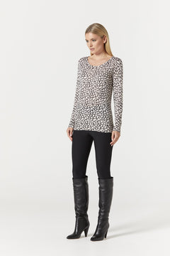 Aerial Superfine Crew Jumper - Pebble Print