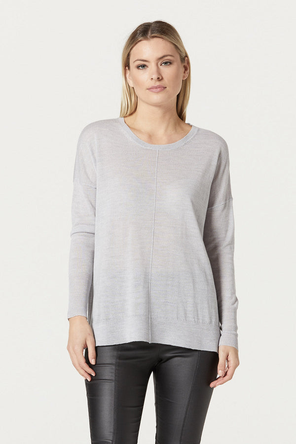 Superfine Relaxed Sweater - Grey Marle