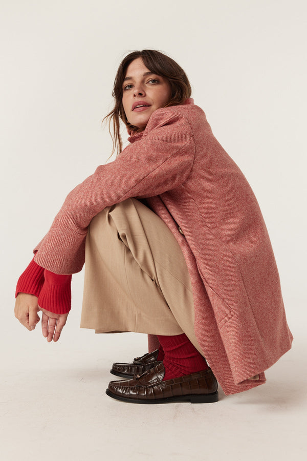 Merino Wool Ribbed Sock - Red