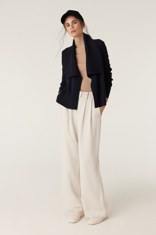 The Elizabeth Merino Cardigan - Midnight Navy