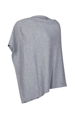 Cashmere Button Poncho - Silver Lurex