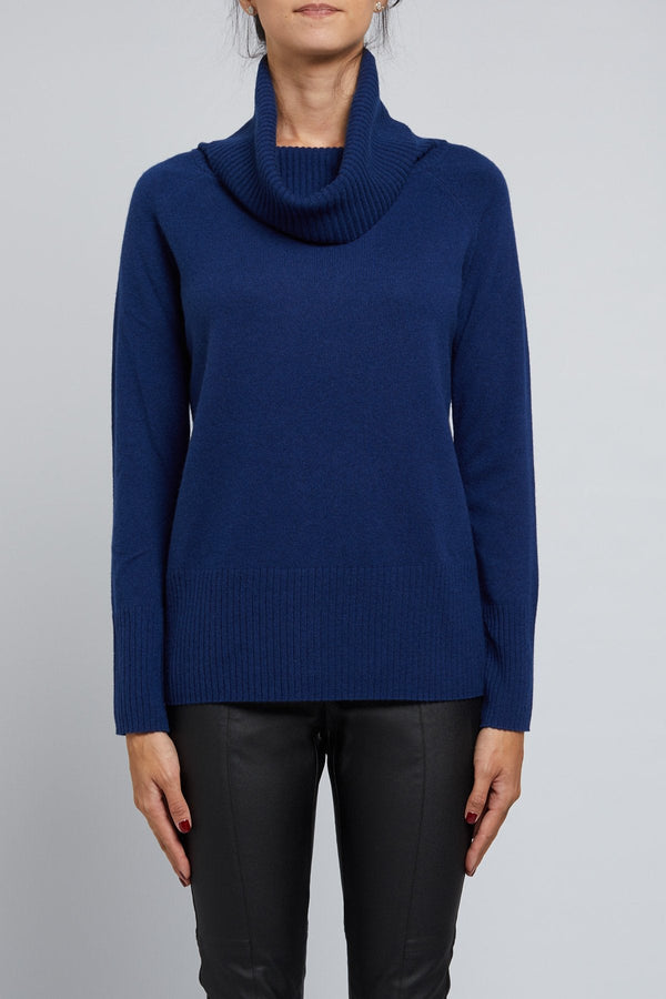 Cashmere Cowl Jumper - French Navy-Cable Melbourne-2