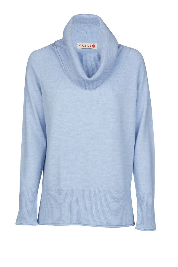 Fleur Cowl Sweater - Ice Blue
