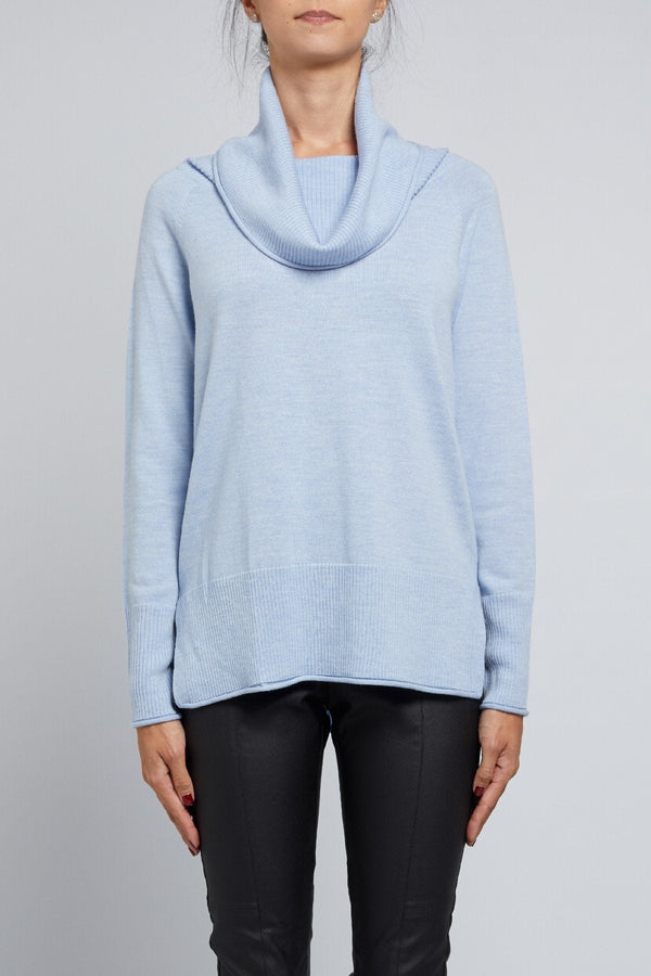 Fleur Cowl Sweater - Ice Blue-Cable Melbourne-2