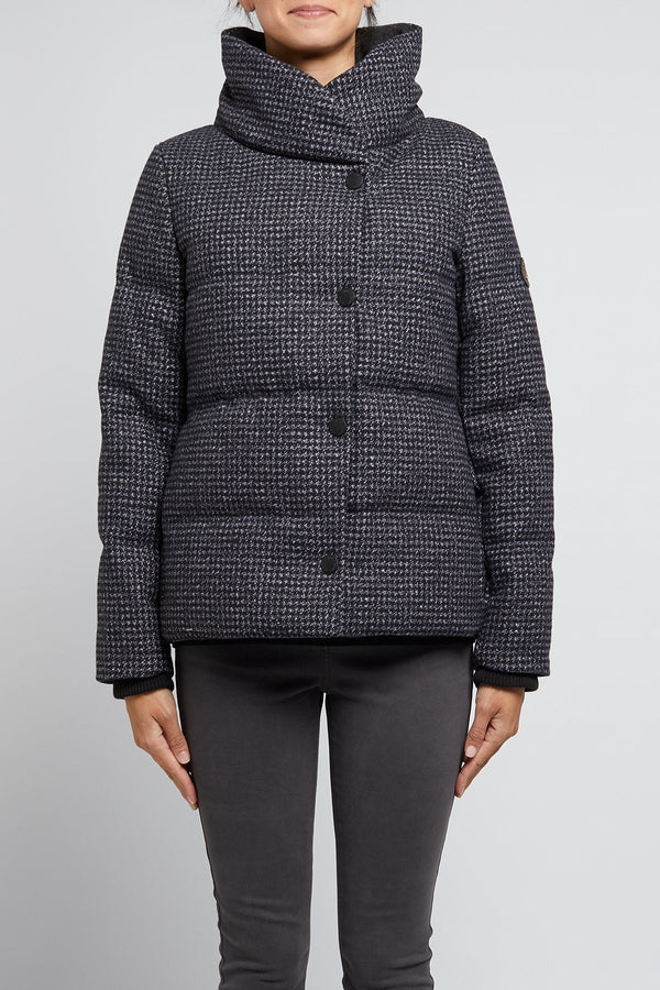 Heidi Short Down Puffer - Black Check-Cable Melbourne-2