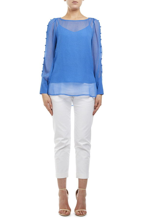 Paige Spot Blouse - Emerald/Cornflower-Cable Melbourne-1