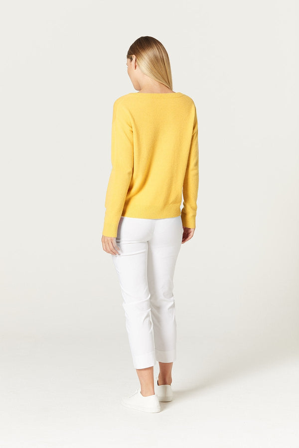 Pure Cashmere V Neck Sweater Yellow-Cable Melbourne-2
