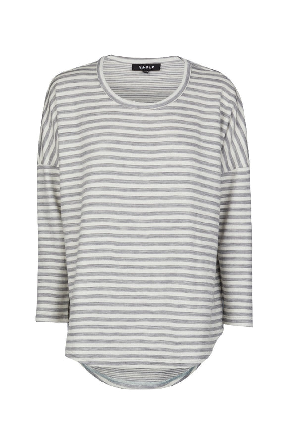 Suzie Stripe Top  - Grey Marle
