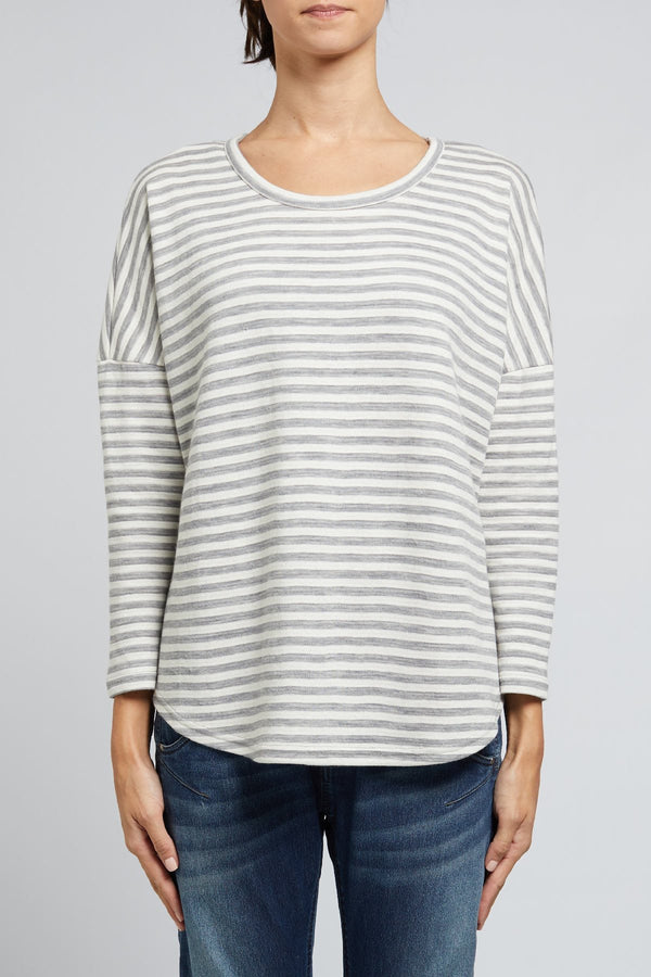 Suzie Stripe Top - Grey Marle-Cable Melbourne-2