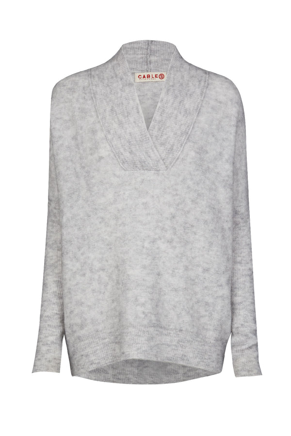 Maria Shawl Sweater Grey Marle Crop
