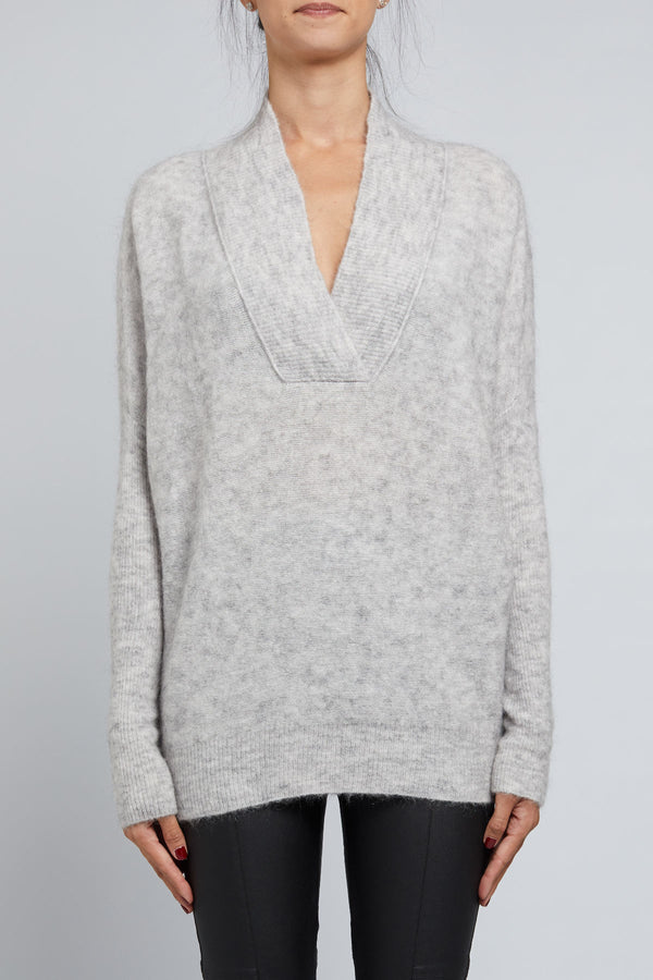 Maria Shawl Sweater Grey Marle Front