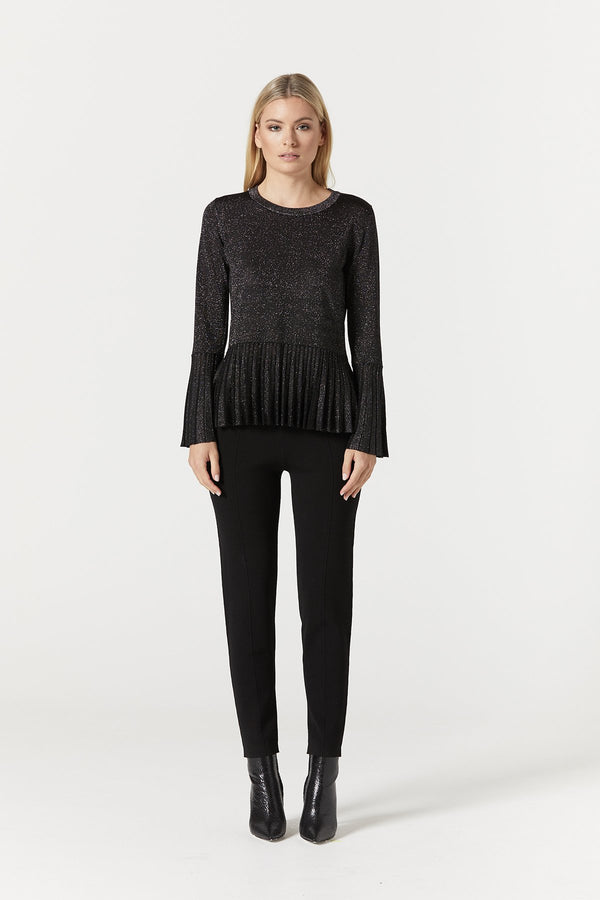 Metallic Pleat Top Silver Lurex Crop