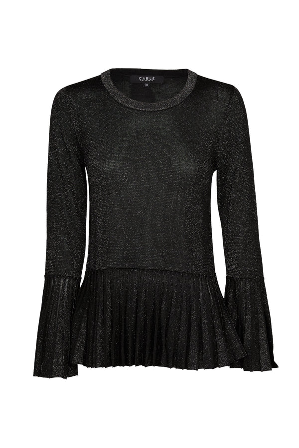 Metallic Pleat Top Silver Lurex Front