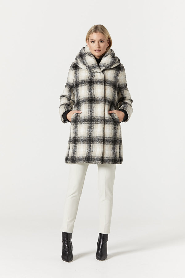 Camille Check Puffer Camel Check Front